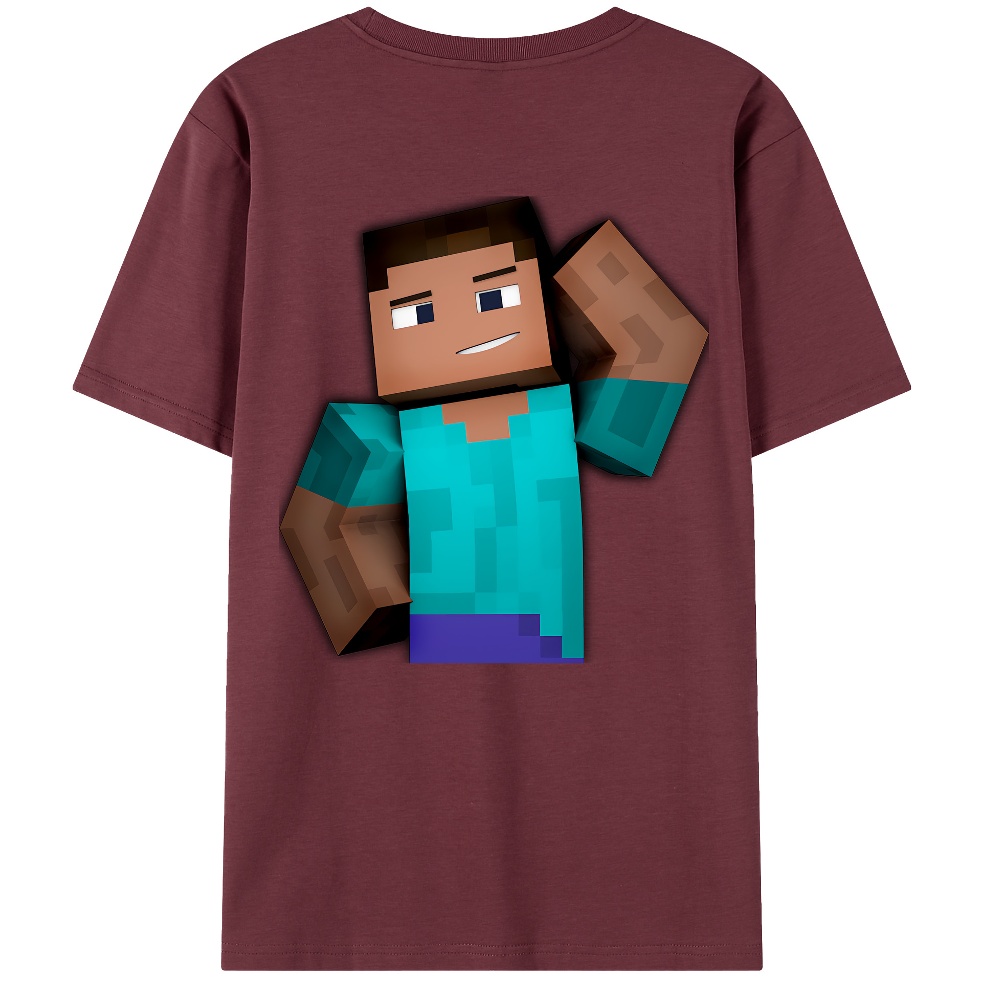 （画像用） マインクラフト ブロックの世界 Minecraft MC Block world 綿100％半袖Tシャツ（背面プリント）
